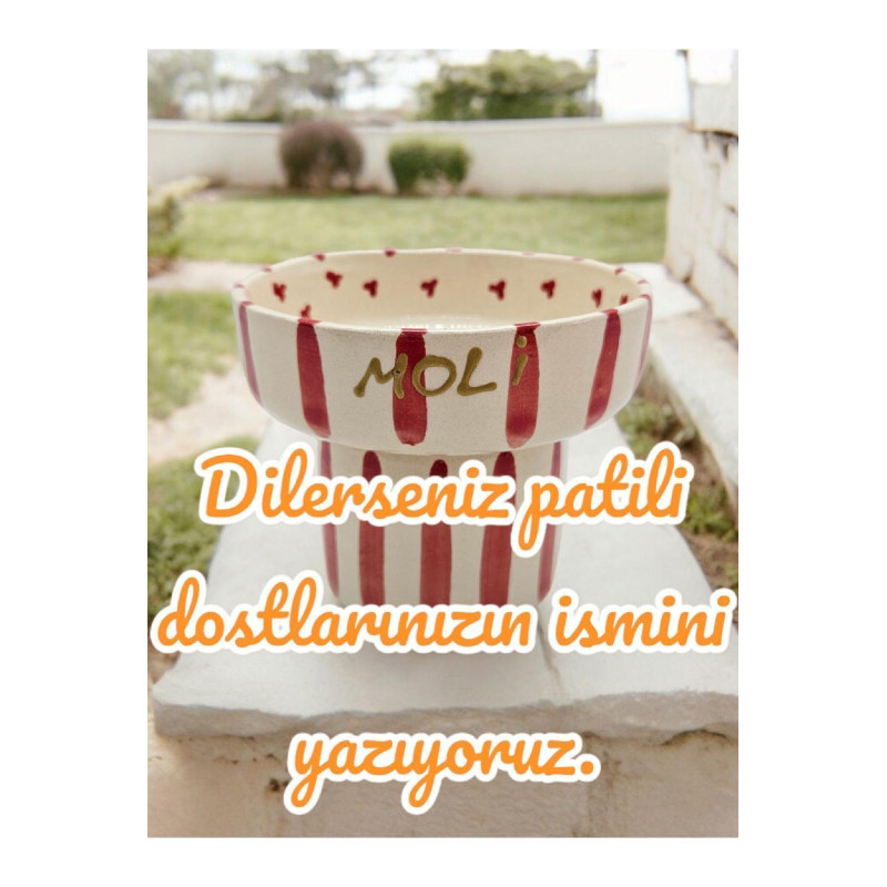 Kedi Ve Köpekler Için Yüksek Seramik Mama Ve Ya Su Kasesi Dökülmeyen Mama Kabı (EL YAPIMI SERAMİK)