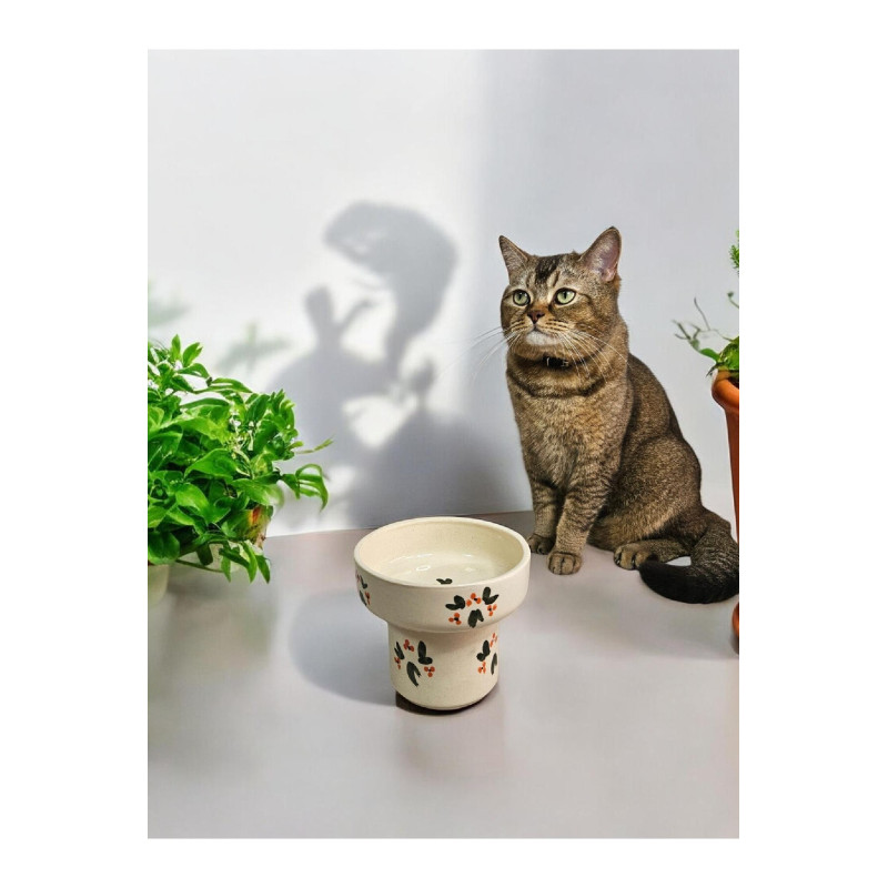 Kedi Ve Köpekler Için Yüksek Seramik Mama Veya Su Kasesi Dökülmeyen Mama Kabı Noel Baba Mama Kabı