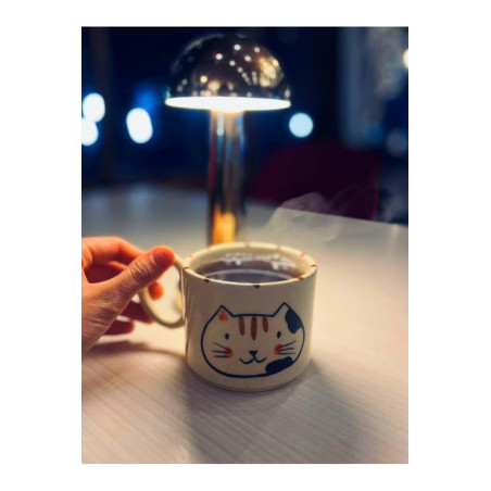 El Yapım Seramik Beyaz Kedi Figürlü Kupa Bardak Handmade Mug