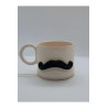 El Yapımı Seramik Bıyık Desenli Kupa Bardak Mug (HANDMADE)