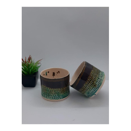 El Yapımı Seramik Özel Sırlı Kupa Bardak Mug (HANDMADE) Sanatsal (2'Lİ SET)