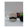El Yapımı Seramik Bıyık Desenli Kupa Bardak Mug (HANDMADE)