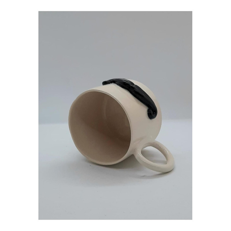 El Yapımı Seramik Bıyık Desenli Kupa Bardak Mug (HANDMADE)
