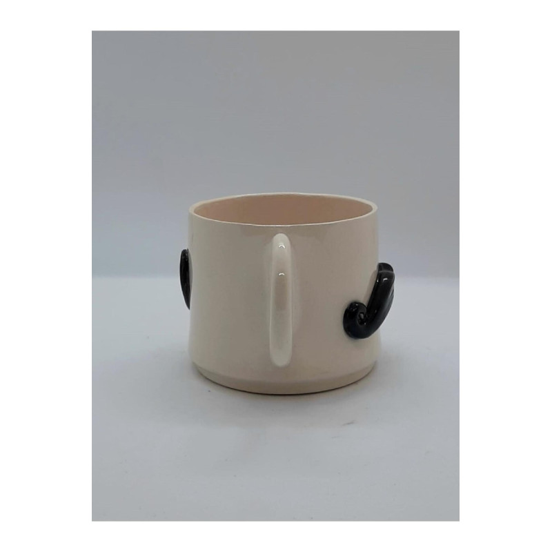 El Yapımı Seramik Bıyık Desenli Kupa Bardak Mug (HANDMADE)