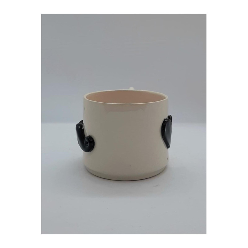 El Yapımı Seramik Bıyık Desenli Kupa Bardak Mug (HANDMADE)