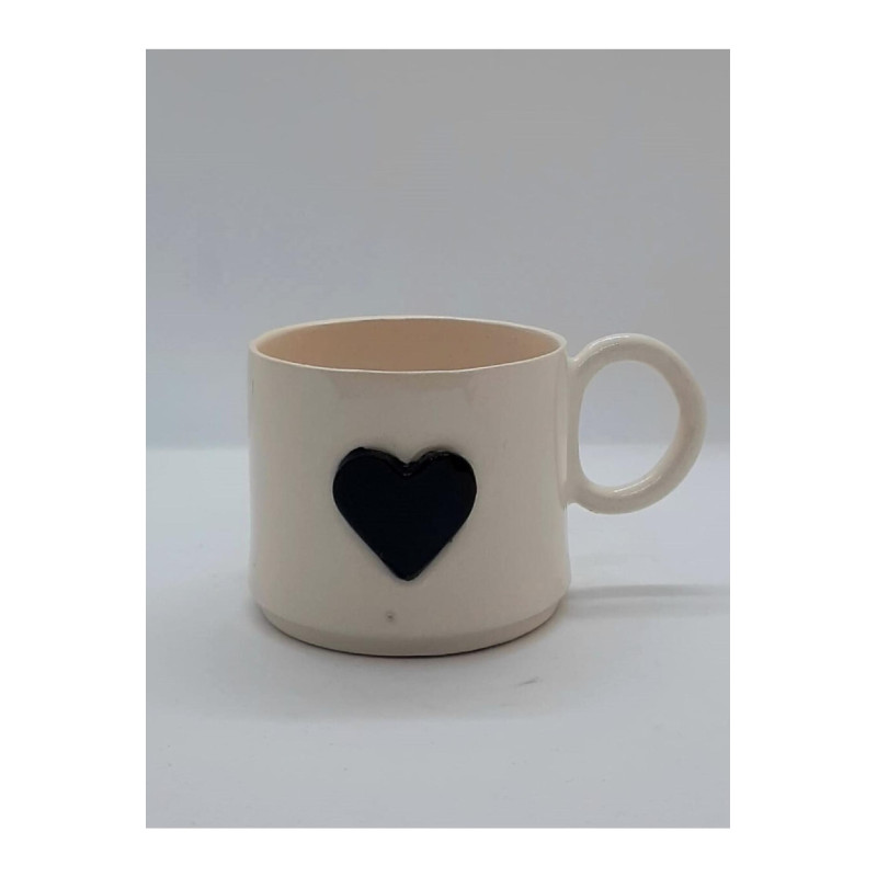 El Yapımı Seramik Bıyık Desenli Kupa Bardak Mug (HANDMADE)