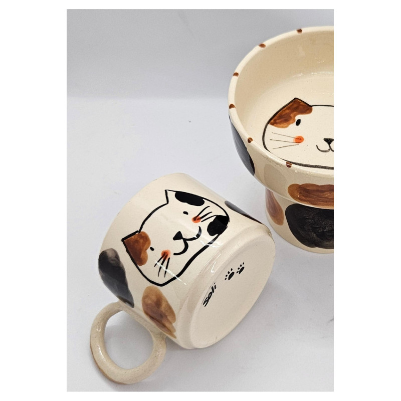 Seramik Mug Kedi Desenli El Yapımı Handmade Kupa Bardak