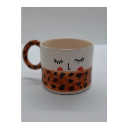 Handmade Seramik Mug Leopar Desenli El Yapımı Kupa Bardak
