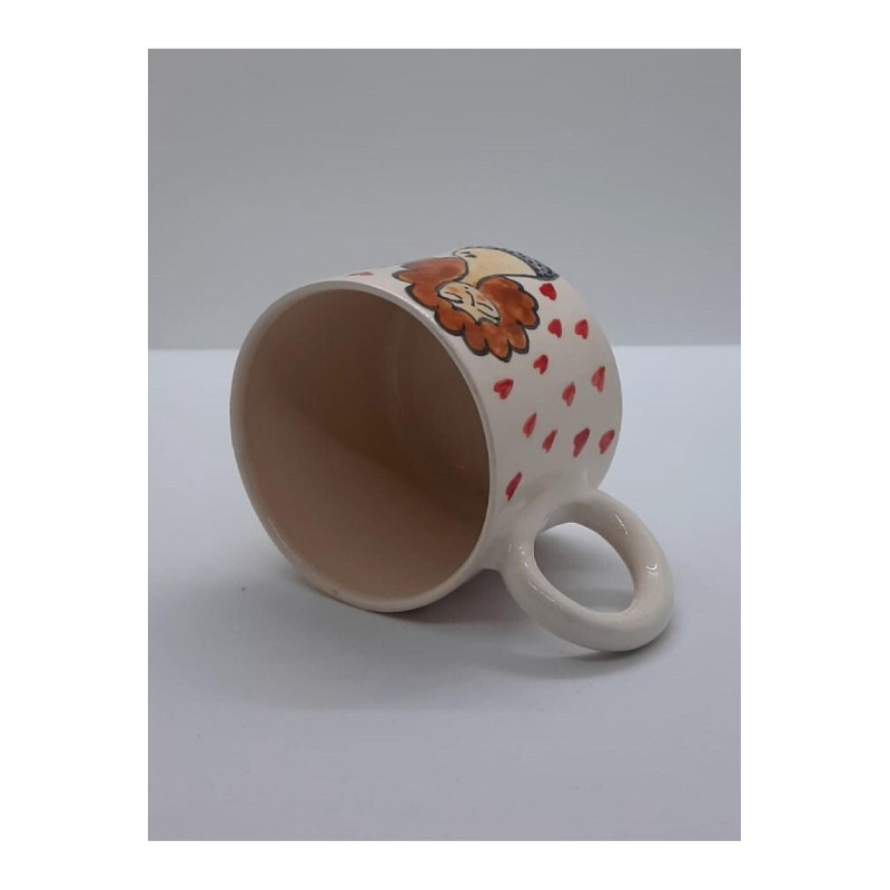 El Yapımı Seramik Kadın Figürlü Kupa Bardak Mug (HANDMADE)
