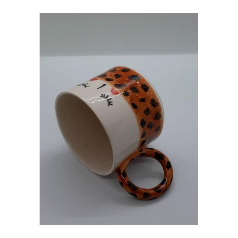 Handmade Seramik Mug Leopar Desenli El Yapımı Kupa Bardak