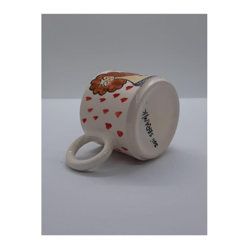 El Yapımı Seramik Kadın Figürlü Kupa Bardak Mug (HANDMADE)