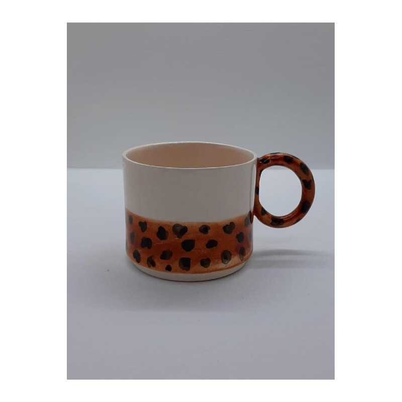 Handmade Seramik Mug Leopar Desenli El Yapımı Kupa Bardak