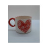El Yapımı Seramik Kupa Mug Kalp Desenli Bardak Hediyelik Kupa (HANDMADE)