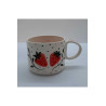 El Yapımı Seramik Kupa Bardak Mug Çilek Figürlü (HANDMADE)