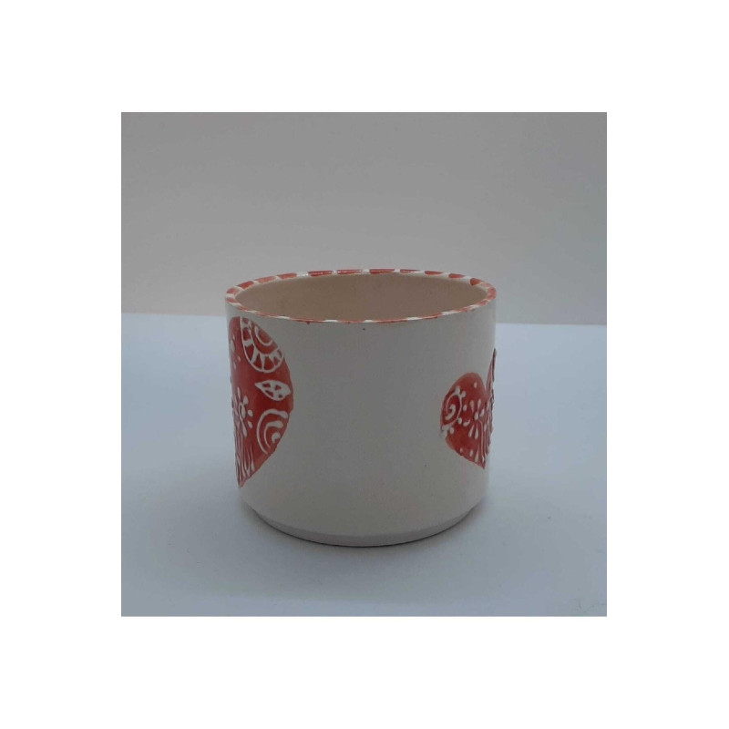 El Yapımı Seramik Kupa Mug Kalp Desenli Bardak Hediyelik Kupa (HANDMADE)