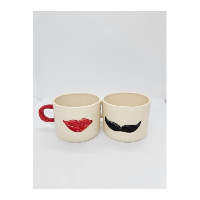 El Yapımı Seramik Kelebek Desenli Kupa Bardak Mug