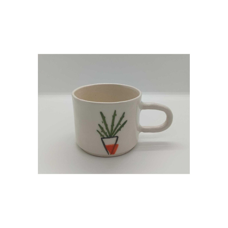 El Yapımı Seramik Bitki Figürlü Kupa Bardak Mug Modern Art