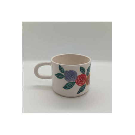 El Yapımı Seramik Gül Rose Figürlü El Yapımı Kupa Bardak Mug