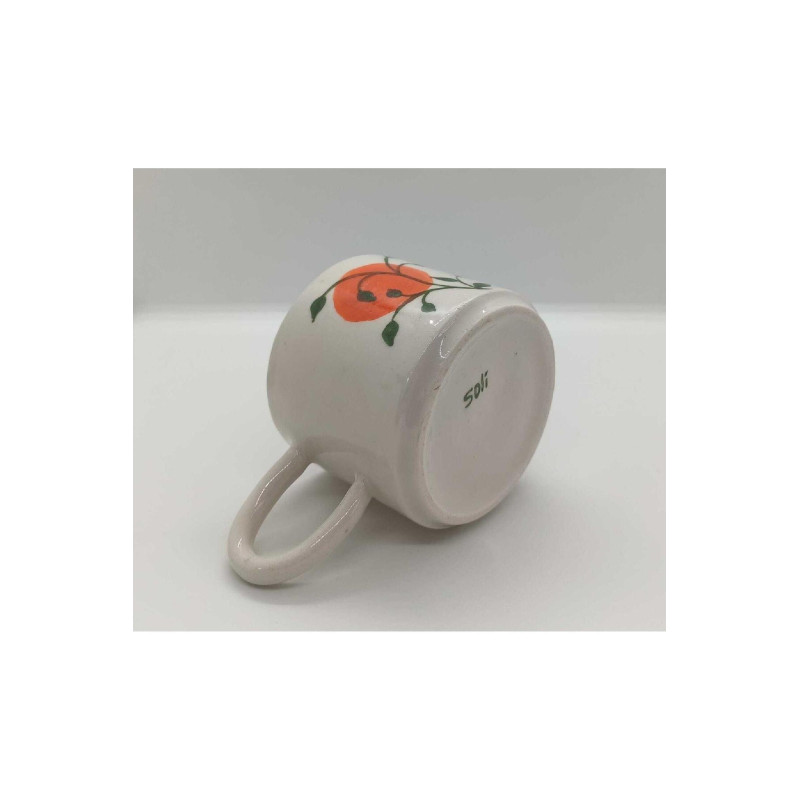 El Yapımı Seramik Bitki Figürlü Kupa Bardak Mug