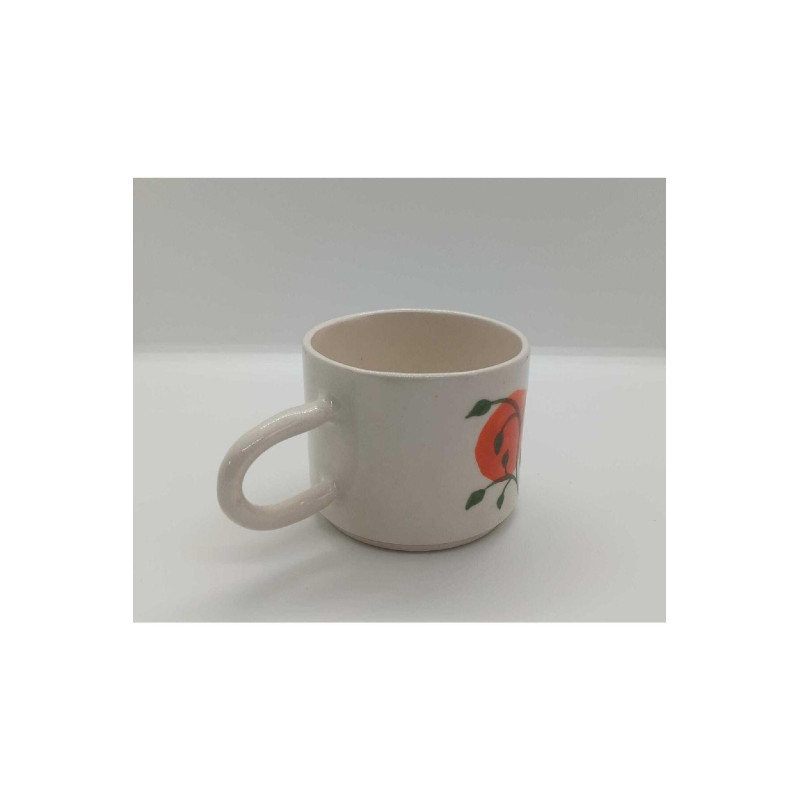 El Yapımı Seramik Bitki Figürlü Kupa Bardak Mug