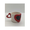 El Yapımı Seramik Kabartmalı Kalp Figürlü Kupa Bardak Mug