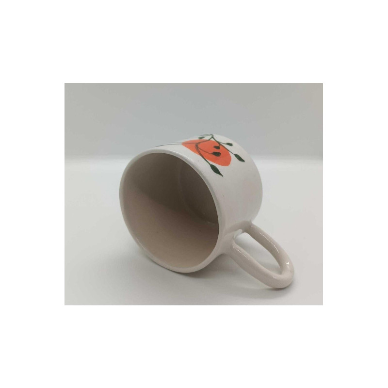 El Yapımı Seramik Bitki Figürlü Kupa Bardak Mug
