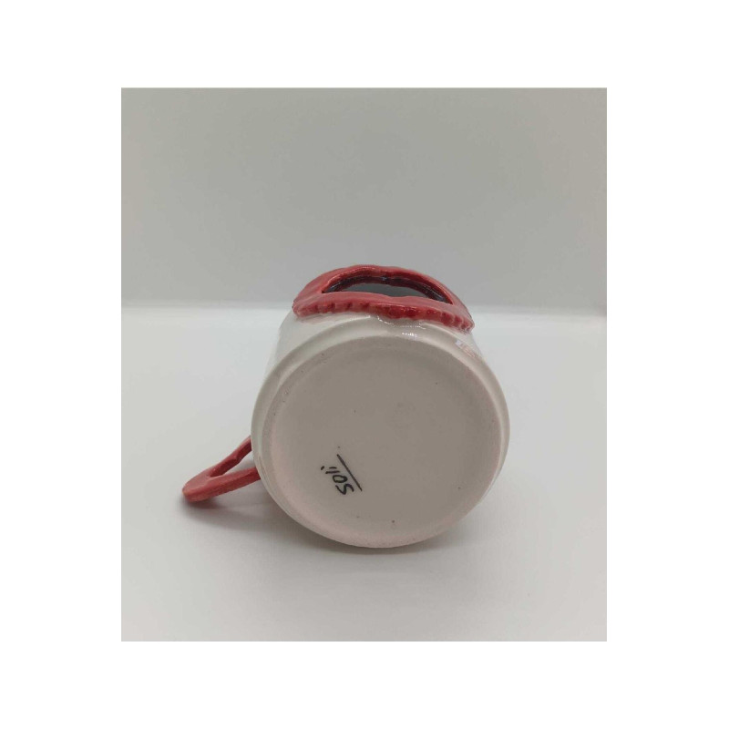 El Yapımı Seramik Kabartmalı Kalp Figürlü Kupa Bardak Mug