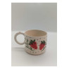 El Yapımı Seramik Çilek Desenli Kupa Bardak Mug