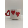 El Yapımı Seramik Çift Kabartma Kalp Desenli Kupa Bardak Mug Hediyelik Kupa Bardak Sevgililer Günü