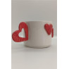 El Yapımı Seramik Çift Kabartma Kalp Desenli Kupa Bardak Mug Hediyelik Kupa Bardak Sevgililer Günü