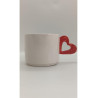 El Yapımı Seramik Çift Kabartma Kalp Desenli Kupa Bardak Mug Hediyelik Kupa Bardak Sevgililer Günü