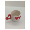 El Yapımı Seramik Çift Kabartma Kalp Desenli Kupa Bardak Mug Hediyelik Kupa Bardak Sevgililer Günü