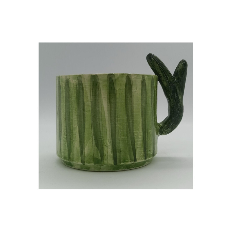 El Yapımı Seramik Kaktüs Desenli Kupa Bardak Mug